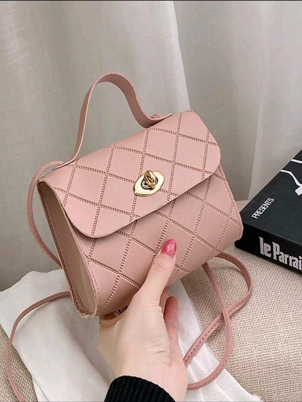 BRAND NEW ** Classic Quilted Pink Crossbody Bag with Gold Twist Lock